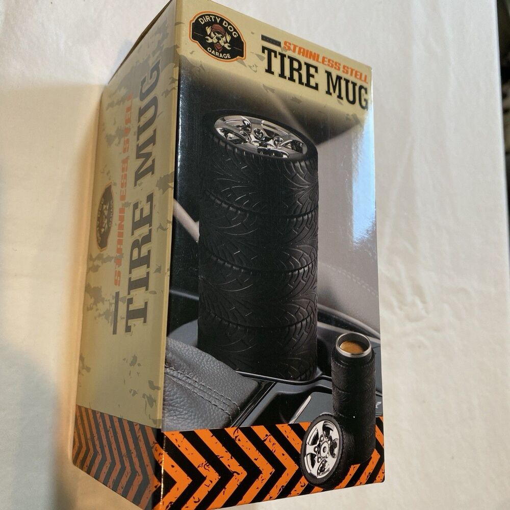 New stainless steel tire mug 10 oz hot/cold auto lovers novelty collector